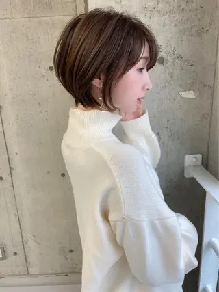 ショート カラー 木屋元一/透明感 /前髪/ショートボブのヘアスタイル