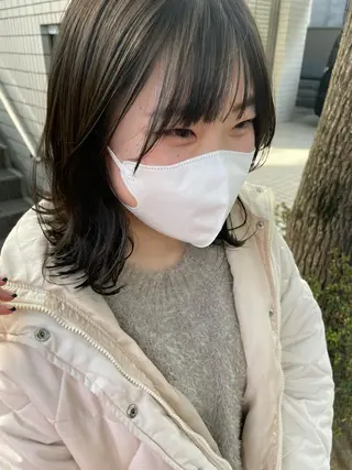 ミディアム カラー 抜け感ボブ×パーマ |kazaneのヘアスタイル