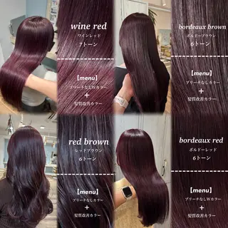 ロング カラー yusa/暖色カラー /ワインレッド/赤髪のヘアスタイル