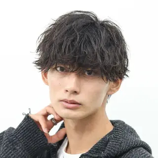 ミディアム カラー パーマ メンズ ハイトーン/メンズマ ッシュ/KYOHEIのヘアスタイル