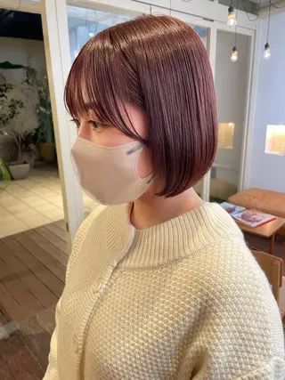 ショート カラー ヘアアレンジ 抜け感ボブ×パーマ |kazaneのヘアスタイル