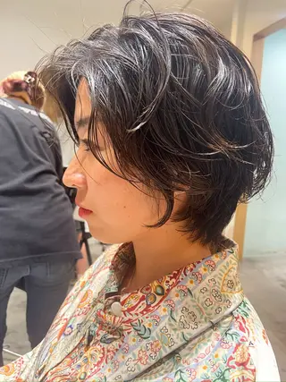 ショート パーマ くびれミディアム/似 合わせ/鎌倉/edAのヘアスタイル