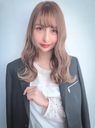 ミディアム カラー パーマ ヘアアレンジ 美髪矯正 Rioのヘアスタイル
