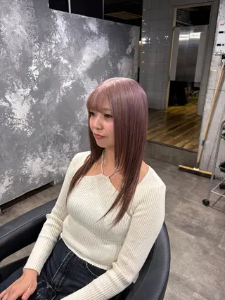 セミロング カラー ハイトーン 横浜💞ミオのヘアスタイル