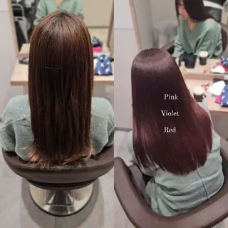 セミロング カラー 縮毛矯正をしている人 のためのカラーのヘアスタイル