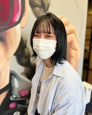 ミディアム カラー パーマ ヘアアレンジ メンズ キッズ ネイル マツエク・マツパ アイブロウ 久木原 ゆりのヘアスタイル