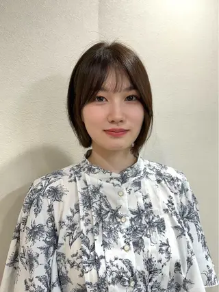 ミディアム カラー パーマ ヘアアレンジ 小野寺瑞希 /最小顔カットのヘアスタイル