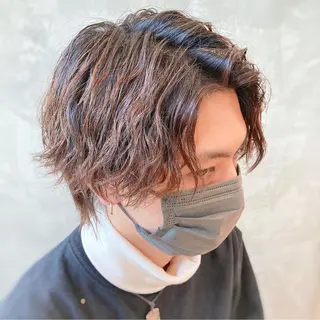 ミディアム パーマ メンズ 波巻きスパイラルパー マ/シャドウパーマ駿のヘアスタイル