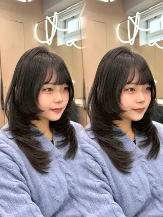 セミロング 大宮🤍縮毛矯正 レイヤー🪽なるのヘアスタイル