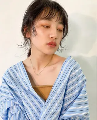 ロング カラー パーマ 🖤顔まわり 盛れヘア⟡アズサ🖤のヘアスタイル