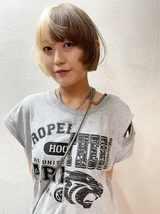 ショート カラー ヘアアレンジ 丸山渉/表参道 レイヤーボブのヘアスタイル
