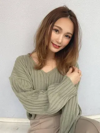 カラー セミロング nagane sayakaのヘアスタイル