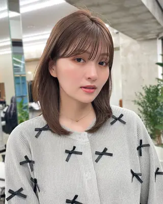 ミディアム カラー ヘアアレンジ 【柔らか透明感✨/ 似合せ前髪】大石葉月のヘアスタイル