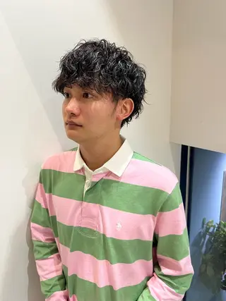 ミディアム パーマ メンズ 村山 豪歩のヘアスタイル