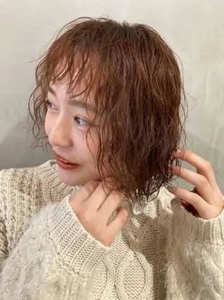 ミディアム パーマ 🛑柔らか透明感 カラー🛑大谷のヘアスタイル