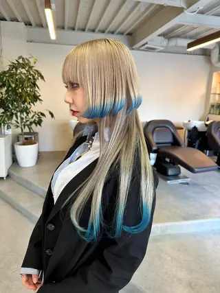ロング カラー ハイトーン×似合わせ 🌱中川慎之介のヘアスタイル