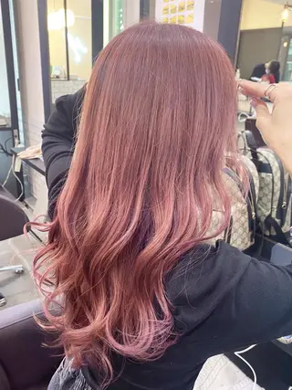 ロング カラー パーマ ヘアアレンジ メンズ キッズ 艶ピンク*ヘアセット 🌙shioriのヘアスタイル