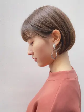 ショート 縮毛矯正/ストンボブ Wカラー💎ヒデジのヘアスタイル