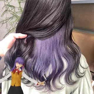 セミロング カラー ウルフカット 渋谷の人のヘアスタイル