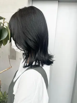 ミディアム カラー パーマ ヘアアレンジ 透明感/オリーブ/ グレージュ/YUKAのヘアスタイル