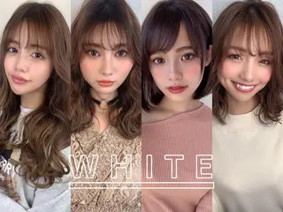 ミディアム カラー ＿WHITE鳳店 アンダーバーホワイトのヘアスタイル