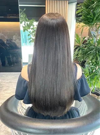 ロング カラー パーマ 美髪矯正/酸性ストレ ート/艶カラー/堅田のヘアスタイル