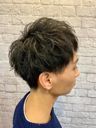 ショート カラー パーマ ヘアアレンジ メンズ 💈メンズ特化 副店長松浦一聖💈のヘアスタイル