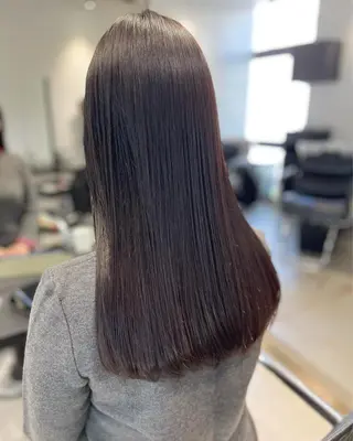 ロング カラー パーマ ヘアアレンジ 透明感/オリーブ/ グレージュ/YUKAのヘアスタイル