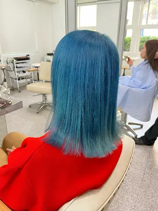 セミロング カラー エクステ ハイトーン 💭黒崎ハルカのヘアスタイル