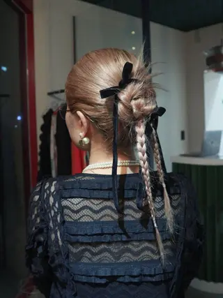 セミロング ヘアアレンジ ハイトーン/メンズ/ デザイン/梅田/ミユのヘアスタイル