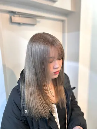 セミロング カラー 心斎橋l大人韓国ヘア レイヤー×艶カラーのヘアスタイル