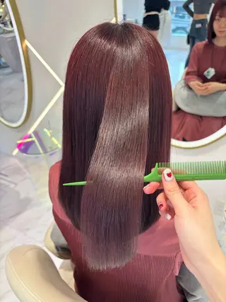 ミディアム カラー SAYAKA 🍒／ボブ／暖色のヘアスタイル