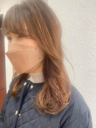 ロング カラー 小顔レイヤー/ ベージュ🤍Rieのヘアスタイル