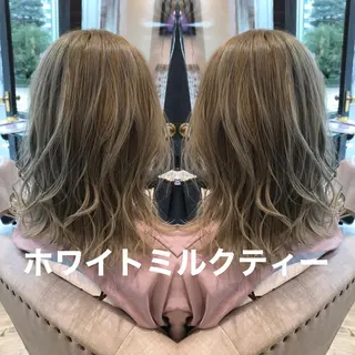ミディアム カラー ヘアアレンジ レイヤー/ハイライト /立川/赤池宏隆のヘアスタイル