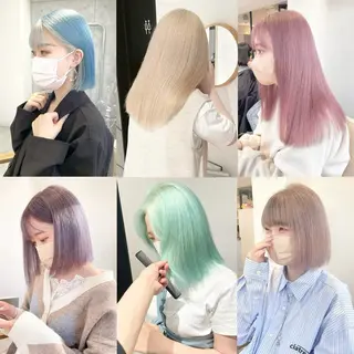 ミディアム カラー ホワイトカラー/梅田 デザインカラー/しんのヘアスタイル