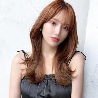 セミロング カラー 顔周り/くびれヘア 韓国ヘア💕風間るなのヘアスタイル