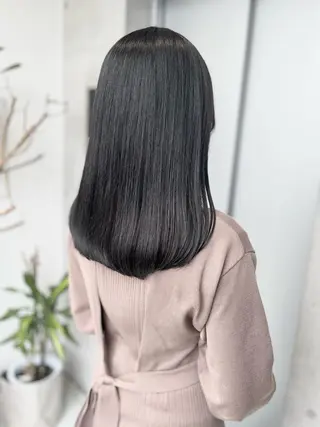 セミロング カラー パーマ ヘアアレンジ 透明感/オリーブ/ グレージュ/YUKAのヘアスタイル