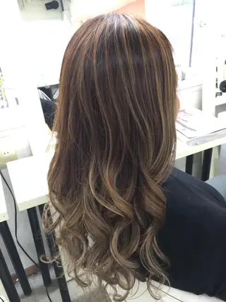 ロング カラー ヘアアレンジ 枝毛カット&髪質改善 満足NO.1岡しゃんのヘアスタイル