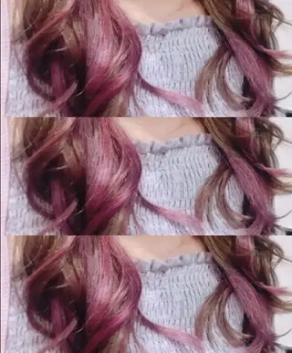 セミロング カラー パーマ ヘアアレンジ チビ編み込みエクステ シールEXどぅ〜すのヘアスタイル