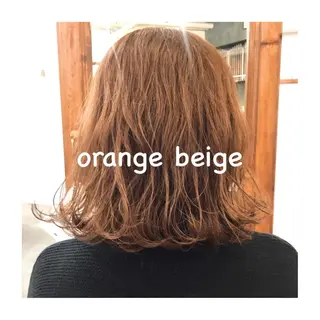 ミディアム カラー パーマ ヘアアレンジ ゆさこのか ダブルカラー／縮毛のヘアスタイル