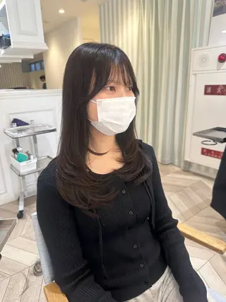 ロング カラー 小顔レイヤー/ ベージュ🤍Rieのヘアスタイル