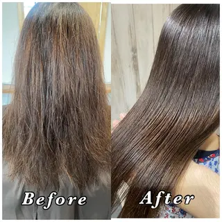 セミロング 【髪質改善・矯正 ・ハイライト】ハナカのヘアスタイル