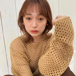 ミディアム カラー ヘアアレンジ 対馬 粘音のヘアスタイル