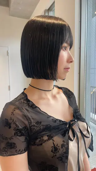 ショート 抜け感ボブ×パーマ ｜kazaneのヘアスタイル