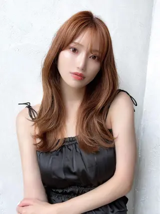 セミロング カラー 顔周り/くびれヘア 韓国ヘア💕風間るなのヘアスタイル