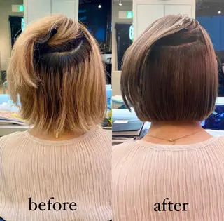 ミディアム カラー パーマ 艶髪と透明感を ‼️/若林のヘアスタイル