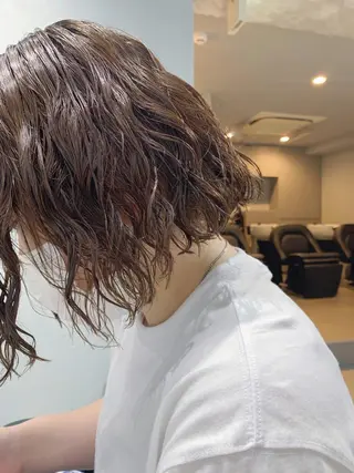 ミディアム パーマ ボブパーマコテ巻き風 パーマNo1深江秀平のヘアスタイル