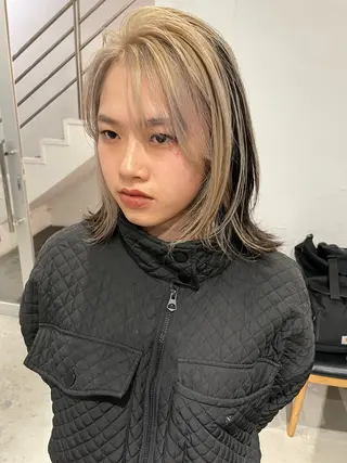 ミディアム カラー スパイラルパーマ 🌐hina⭐️のヘアスタイル