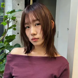 ミディアム カラー ハッシュカット カシマハヤトのヘアスタイル