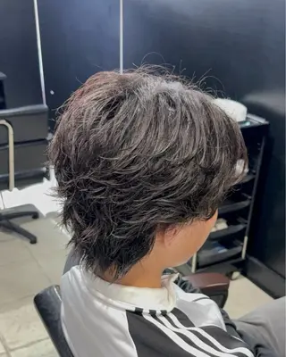 ショート パーマ メンズ 【フェザーパーマ】 【縮毛矯正】鶴田文のヘアスタイル